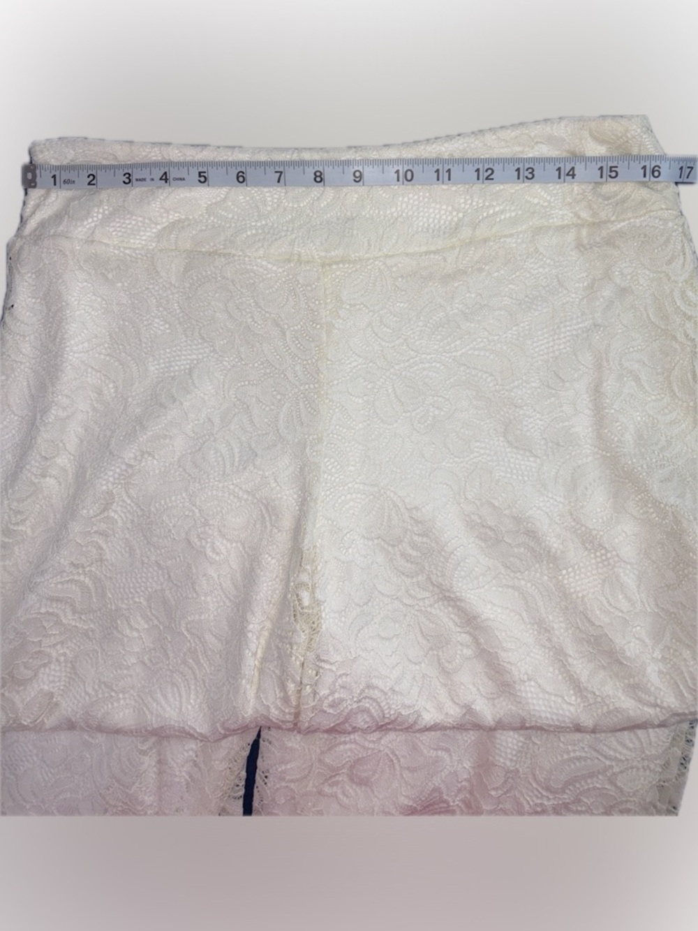 Cato Wide Leg Lace-Overlay Pants in Ivory - Picture 5 of 12